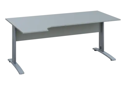 ERK 28 - 184 stůl kancelářský, rohový, levý, kovová podnož stříbrná, deska 25 mm, široký 1800 mm, šedá